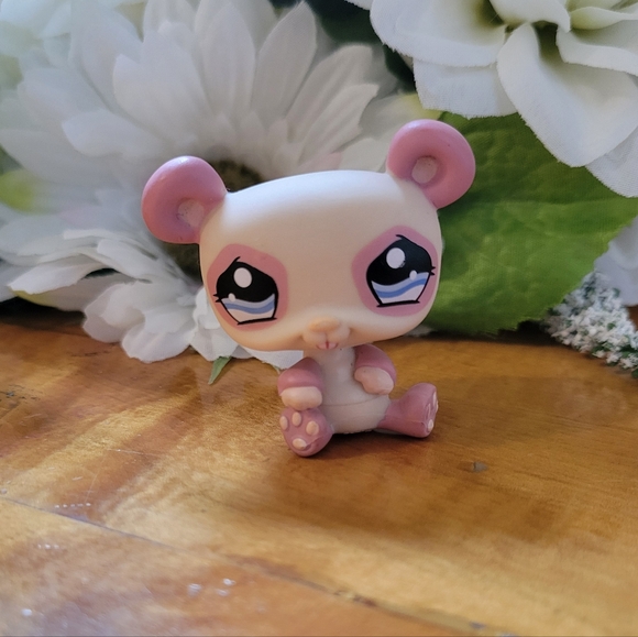 Littlest Pet Shop LPS #1328 Panda Bear Cream Pink Blue Eyes 2007 - Picture 2 of 11
